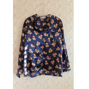 Silk-Like Navy Blue Teddy Bear Pajama Set